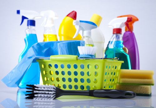 Commercial cleaning team working in a Barnet office reception area