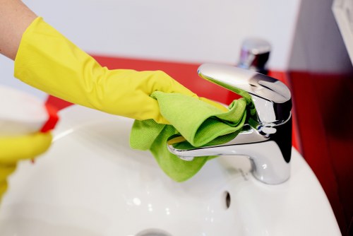 Technician reviewing booking details for a carpet cleaning job